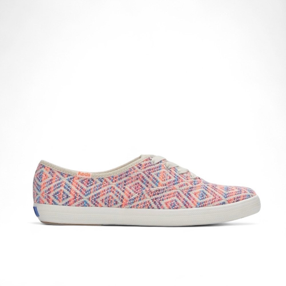 Keds Champion Neon Pink Woven Lace-Up Sneakers Size 8 Bright Multi NIB - Picture 6 of 7